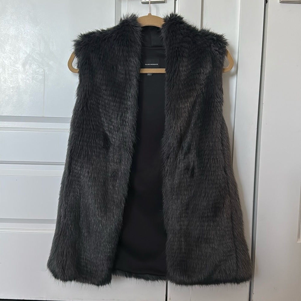 NEW Club Monaco faux fur vest shearling black xs